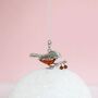 Sterling Silver Baltic Amber Robin Necklace, thumbnail 2 of 12