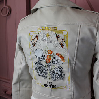The Lovers Tarot Card Cream Bride Leather Jacket, 3 of 9