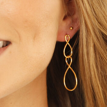 Infinity Twist Earrings In Silver Or Gold Plated, 2 of 7