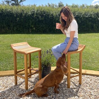 Contemporary Teak Kitchen Or Garden Stool, 3 of 10