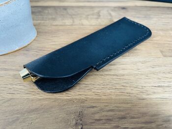 Matt Black Leather Pen Sleeve, Pen Case, 4 of 7