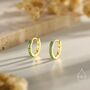 Skinny Emerald Green Cz Huggie Hoop Sterling Silver, thumbnail 2 of 10
