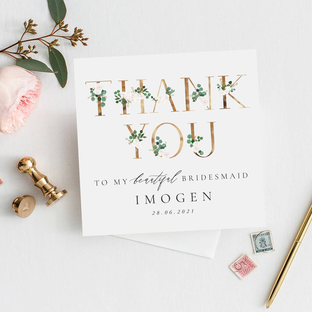 Personalised Floral Bridesmaid Card | Thank You Card, 1 of 3