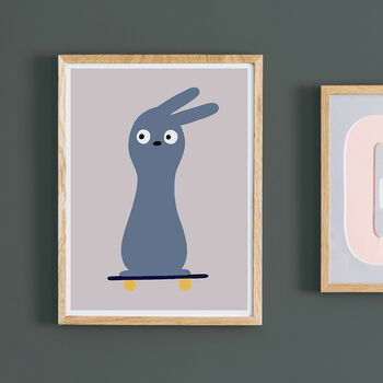 Skateboarding Bunny Rabbit Art Print 30cm X 40cm, 3 of 7