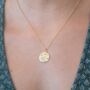 Engraved Gold Plated Libra Zodiac Necklace, thumbnail 3 of 9