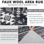 Black Round Faux Wool Non Slip Rug, thumbnail 2 of 9