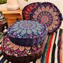 Peacock Print Large Bohemian Floor Meditation Cushion, thumbnail 2 of 8