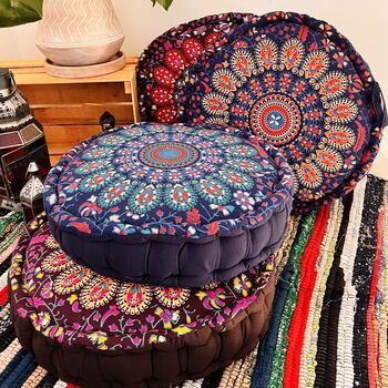 Peacock Print Large Bohemian Floor Meditation Cushion, 2 of 8