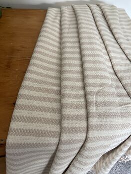 Cream Striped Design Cotton Bedspread, 7 of 8