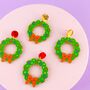 Christmas Wreath Acrylic Earrings, thumbnail 6 of 10