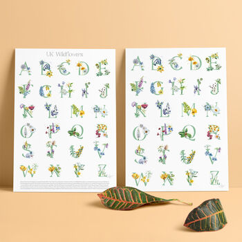 Inky Wildflower Alphabet A To Z Illustrated Print, 3 of 12