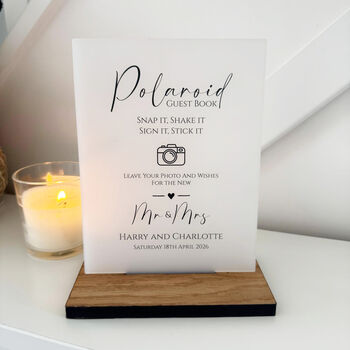 Classic Personalised Wedding Poloroid Sign Opaque, 4 of 5