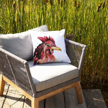 Inky Chicken Outdoor Cushion For Garden Furniture, 3 of 8