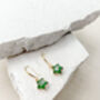 Aventurine Star Real 18k Gold Plated Earrings, thumbnail 3 of 6
