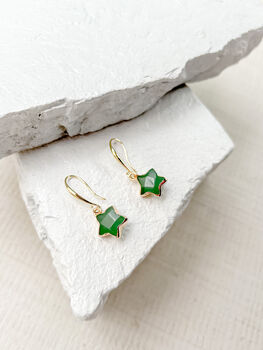 Aventurine Star Real 18k Gold Plated Earrings, 3 of 6