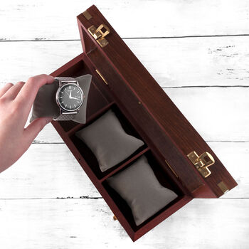 Personalised Luxury Three Piece Wooden Watch Box, 8 of 11