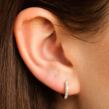 Clear Stone Single Cartilage Hoop Earring, 7mm, 2 of 6
