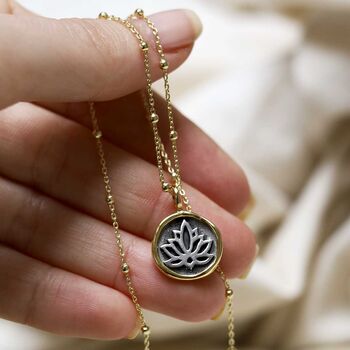 Gold Plated Sterling Silver Lotus Necklace, 9 of 12