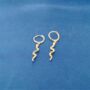 Snake Huggie Hoop Earrings In Gold, thumbnail 5 of 8