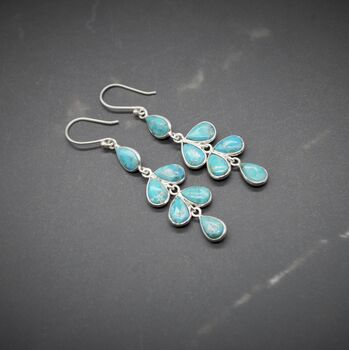 Turquoise Dangle Silver Earrings, 4 of 8