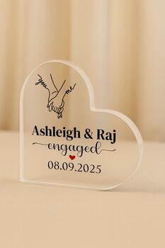 Personalised Engaged Acrylic Heart Plaque With Dates, 7 of 12