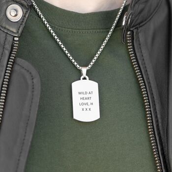 Personalised Men's Blue Turquoise Dog Tag Necklace, 4 of 9