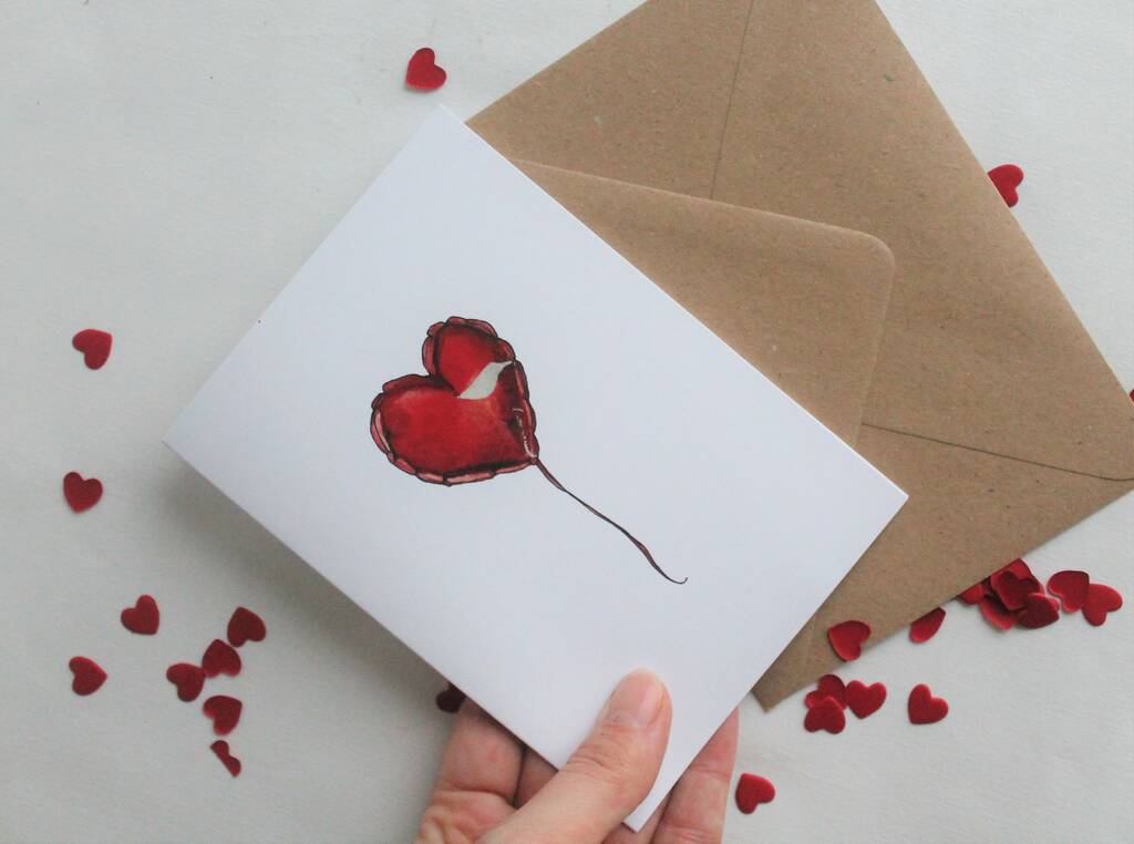 Love Heart Balloon Card By Knotsy Brighton 