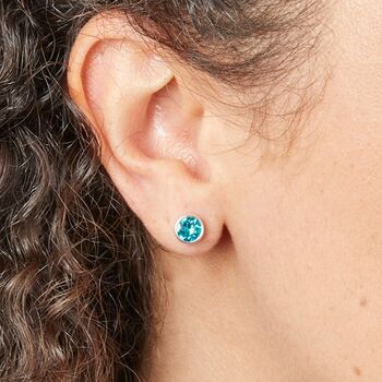 Sterling Silver December Birthstone Stud Earrings – 7mm, 7 of 7