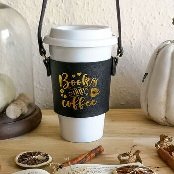 Coffee Cup Sleeve, Books And Coffee Or Books And Tea, 6 of 6