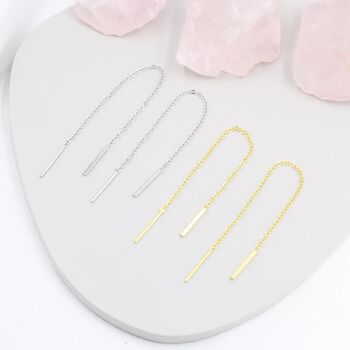 Sterling Silver Vertical Bar Ear Threader, 4 of 12