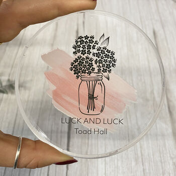 Personalised 10mm Acrylic Round Coaster With Logo, 2 of 8
