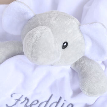 Personalised White Elephant Comforter For Baby, 2 of 7