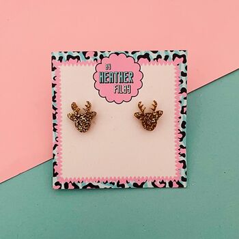 Small Reindeer Christmas Studs *More Colours Available*, 2 of 2