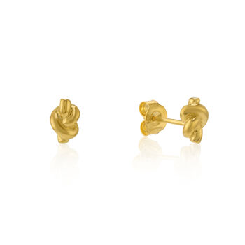 St Ives Gold Plated Knot Stud Earrings, 4 of 5