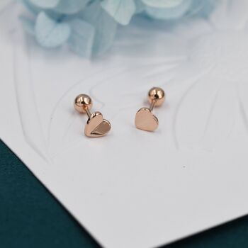 Extra Tiny Folded Heart Stud Earrings, 5 of 11
