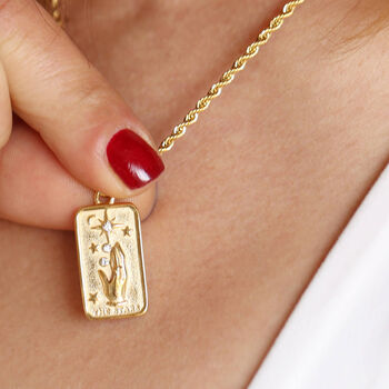 Tarot Card Tag Necklace With Gems 18ct Gold Plated, 2 of 12