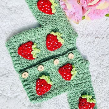 Personalised Baby/ Childrens Strawberry Cardigan, 5 of 10