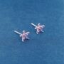 Amethyst Birthstone Flower Stud Earrings, 925 Sterling Silver, thumbnail 7 of 8