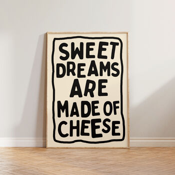Kitchen Food Print Funny Cheese Typography Wall Art, 3 of 9