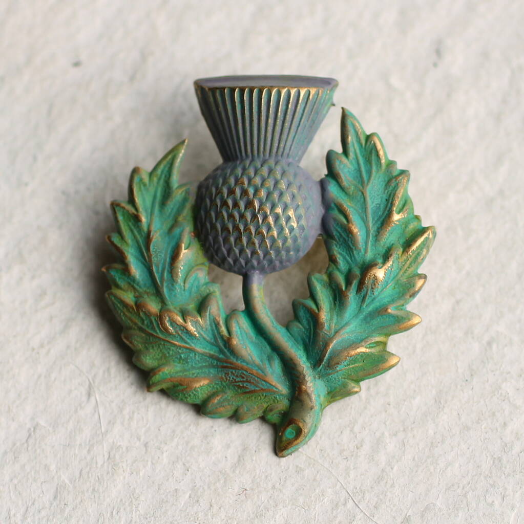 Verdigris Thistle Brooch By Silk Purse, Sow's Ear