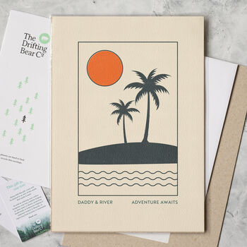 Personalised Father And Child Palm Tree Adventure Print, 3 of 5