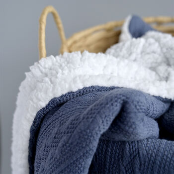 Personalised Knitted Grey Blue Baby Blanket, 9 of 11