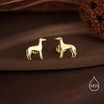 Sterling Silver Tiny Whippet Dog Stud Earrings, 5 of 12