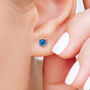 Sterling Silver September Sapphire Birthstone Stud Earrings, thumbnail 2 of 9