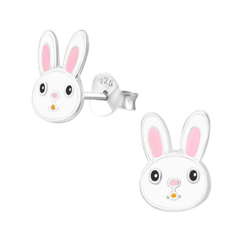 Sterling Silver Enamel Bunny Earrings, 3 of 5