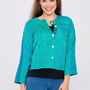 Emerald Green Pure Silk Hand Stitched Ladies Jacket, thumbnail 1 of 6