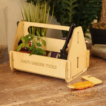 Personalised Wooden Garden Tool Caddy – Gardener Gift For Father’s Day, 7 of 12