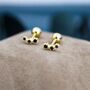 Small Black Cz Trio Screw Back Earrings Sterling Silver, thumbnail 5 of 9