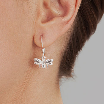 Silver Bumble Bee Earrings, 2 of 4