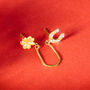 Gold Plated Lucky Horseshoe And Clover Double Earring, thumbnail 2 of 4